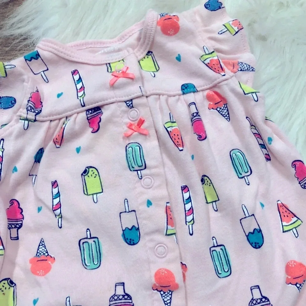 Carter’s 3 Months Little Girls Adorable Summer Pink Popsicle & Ice cream romper